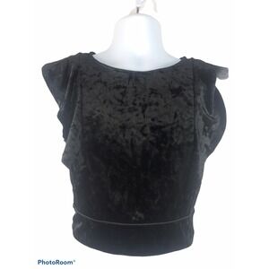 NWT Material‎ Girl Womens Medium Black Sleeveless Full Zip Crop Top